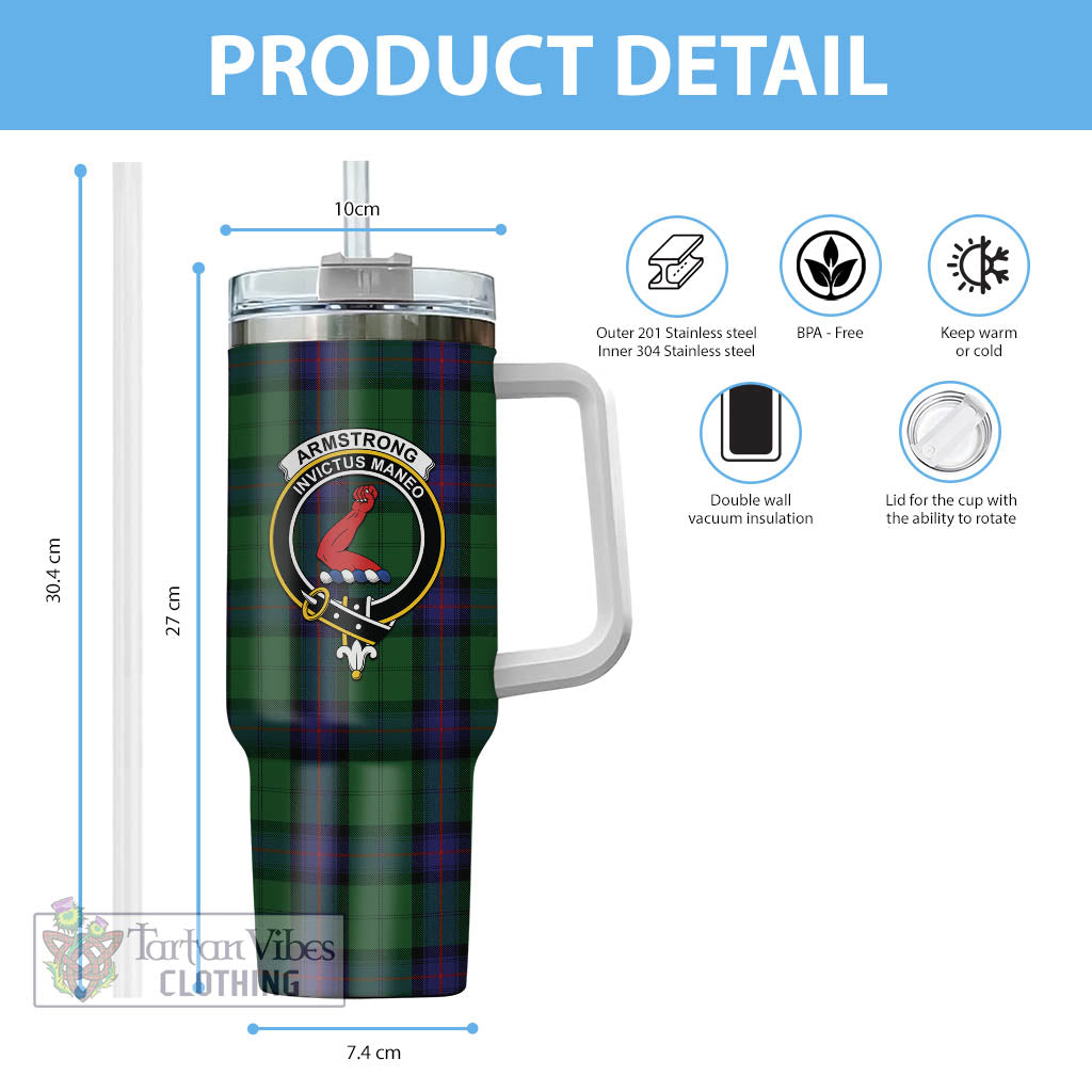 Tartan Vibes Clothing Armstrong Tartan and Family Crest Tumbler with Handle