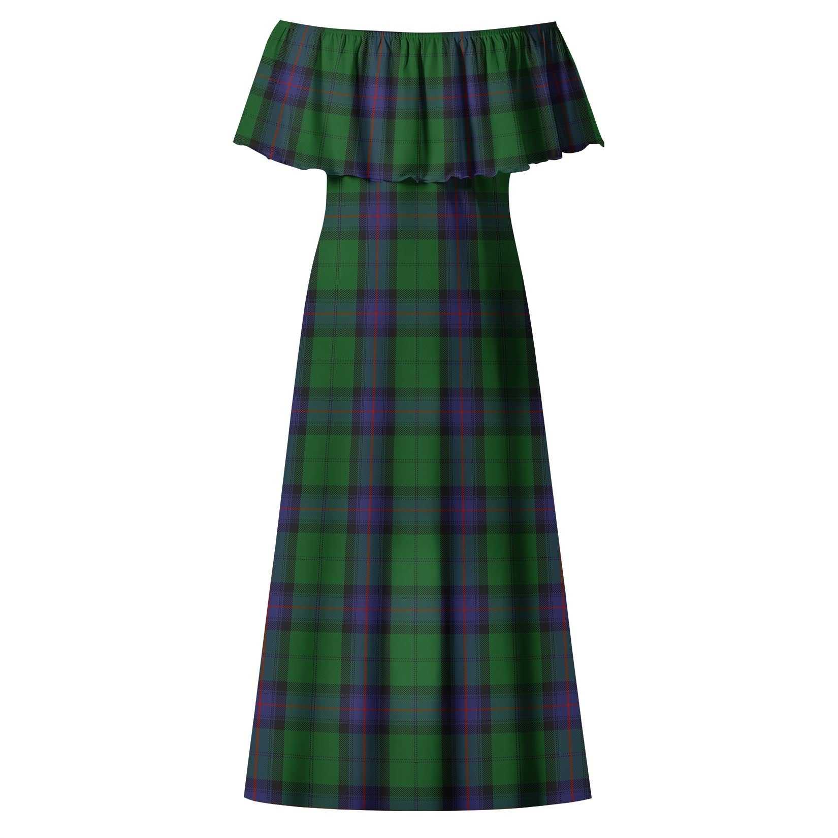 Armstrong Tartan Off Shoulder Long Dress - Tartanvibesclothing