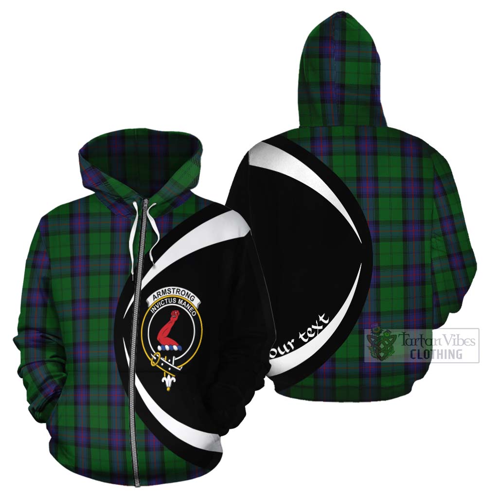 Tartan Vibes Clothing Armstrong Tartan Cotton Hoodie with Family Crest Circle Style