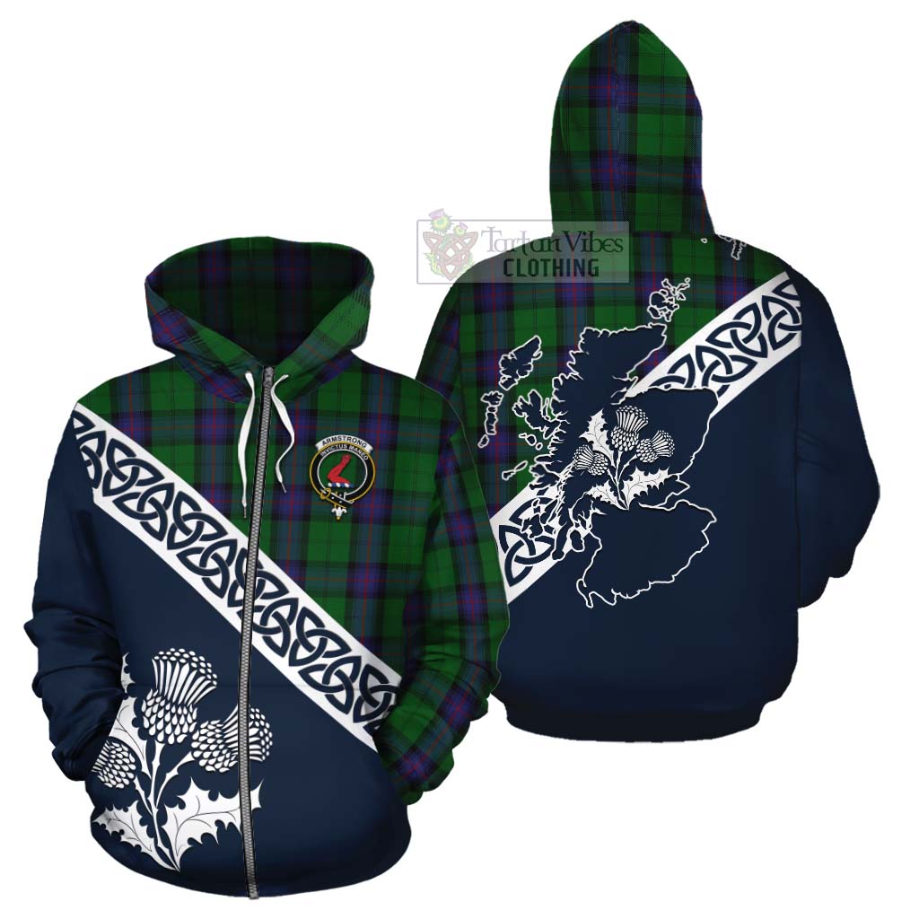 Tartan Vibes Clothing Armstrong Tartan Cotton Hoodie Featuring Thistle and Scotland Map