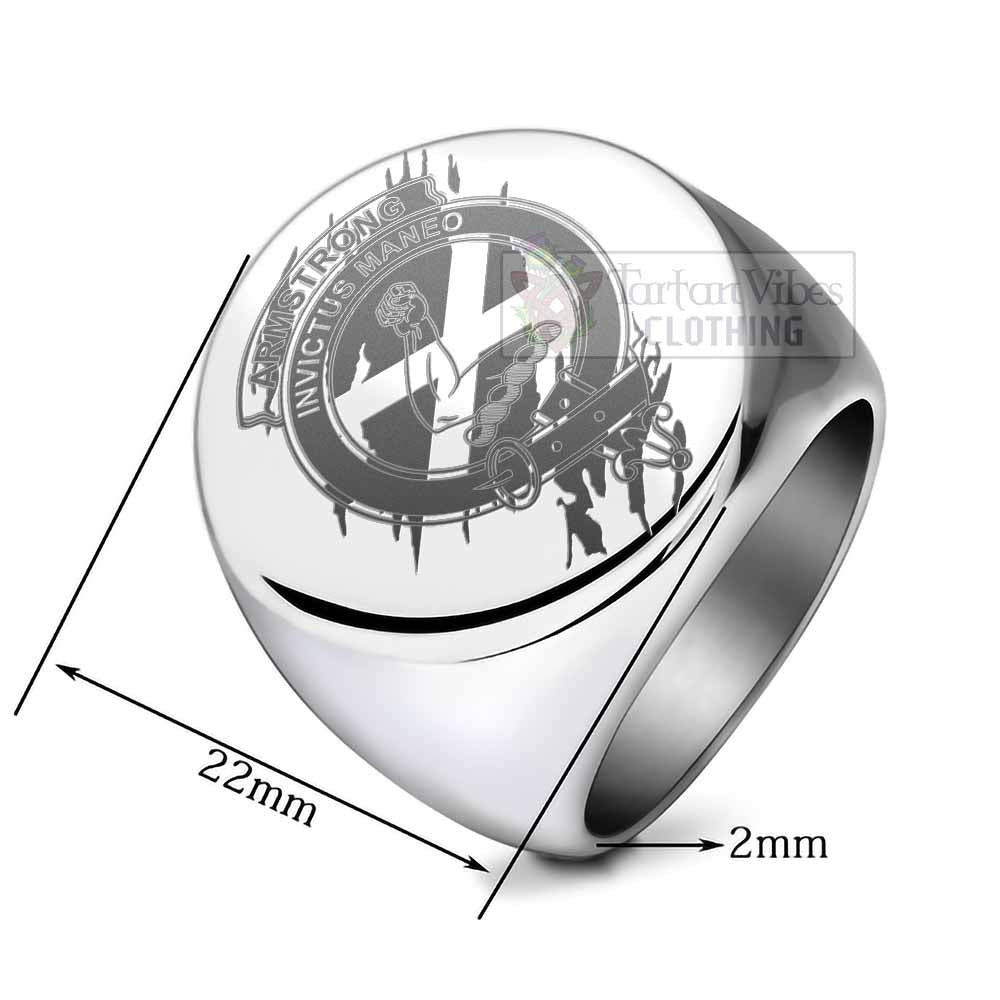 Tartan Vibes Clothing Armstrong Clan Crest Engraved Ring Scotland In Me Style