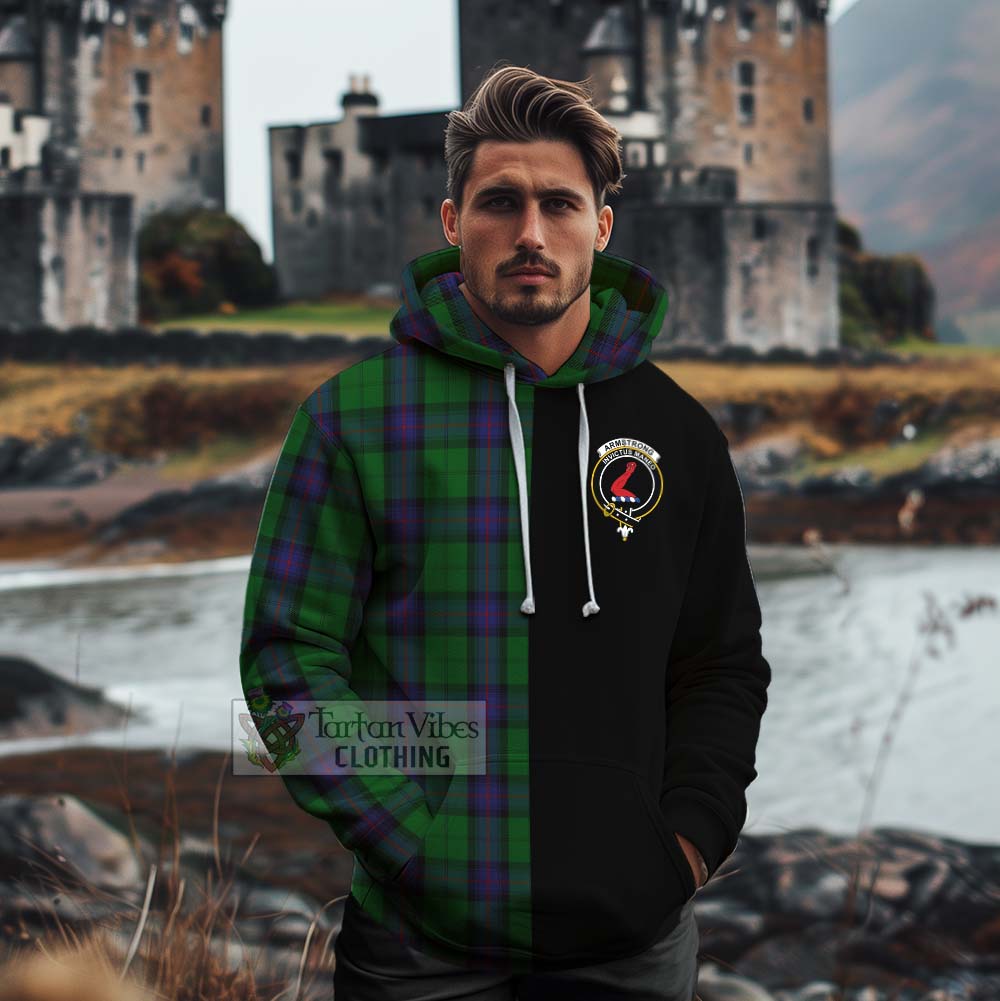 Tartan Vibes Clothing Armstrong Tartan Cotton Hoodie with Family Crest and Half Of Me Style