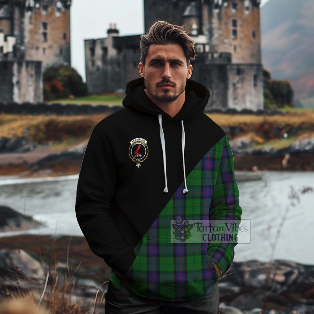 Tartan Vibes Clothing Armstrong Tartan Cotton Hoodie with Family Crest and Military Logo Style