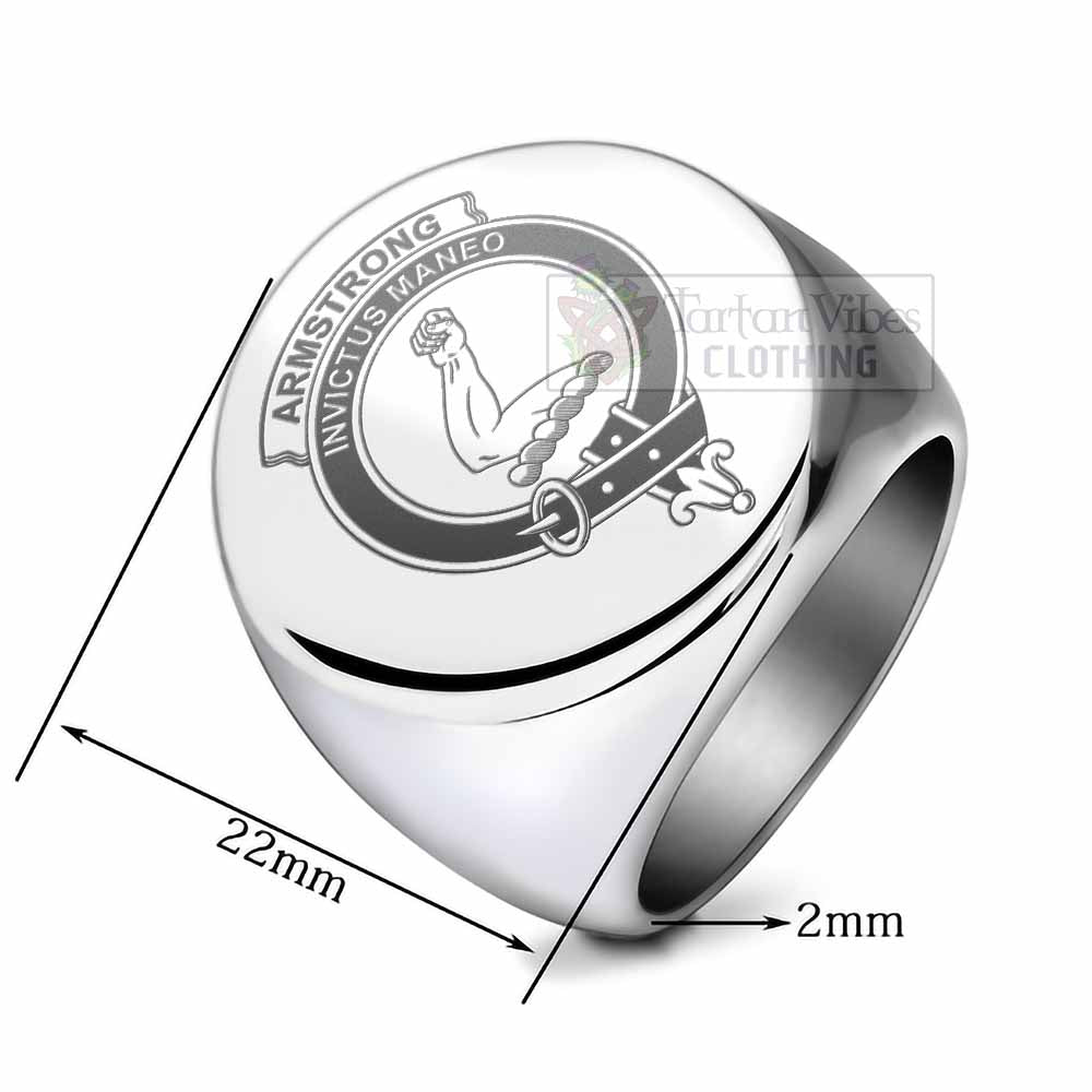 Tartan Vibes Clothing Armstrong Clan Crest Engraved Ring