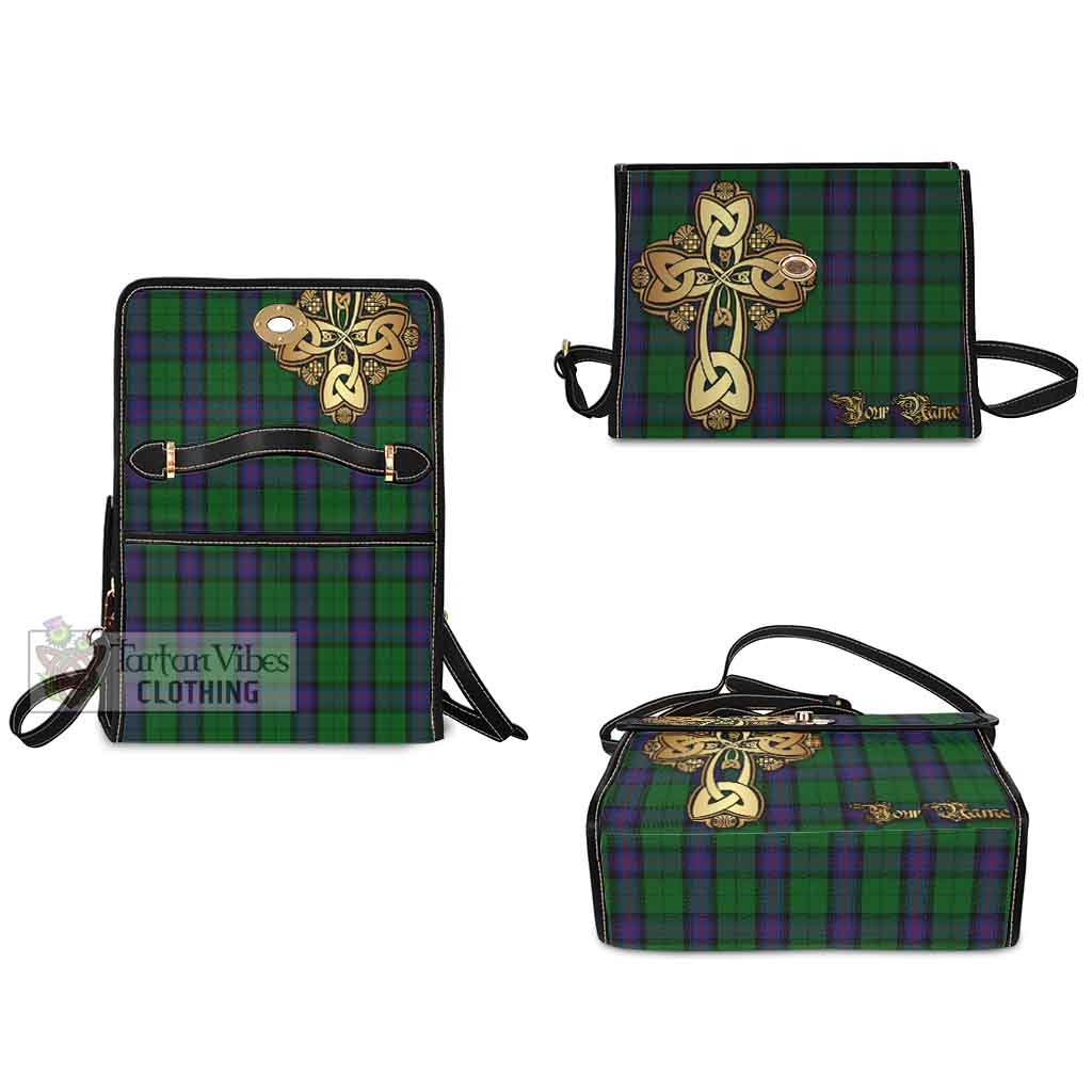 Tartan Vibes Clothing Armstrong Tartan Waterproof Canvas Bag Golden Thistle Celtic Cross Style