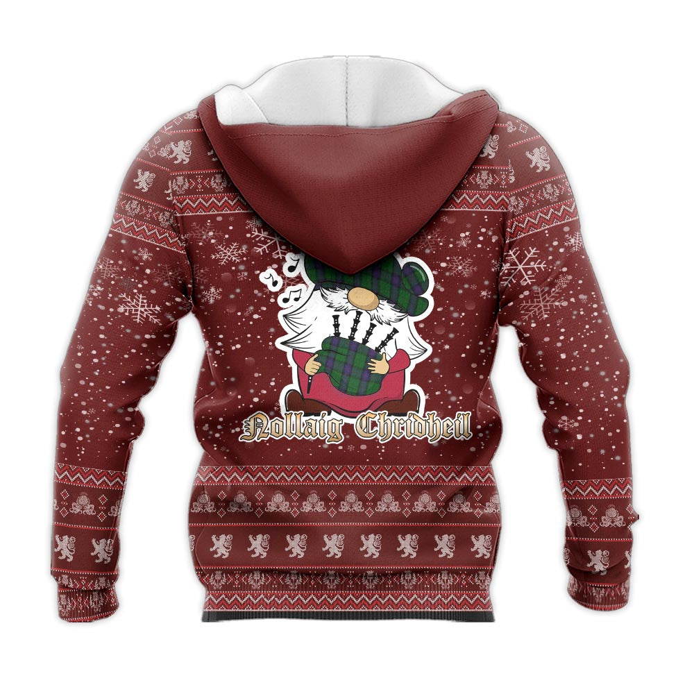 Armstrong Clan Christmas Knitted Hoodie with Funny Gnome Playing Bagpipes - Tartanvibesclothing