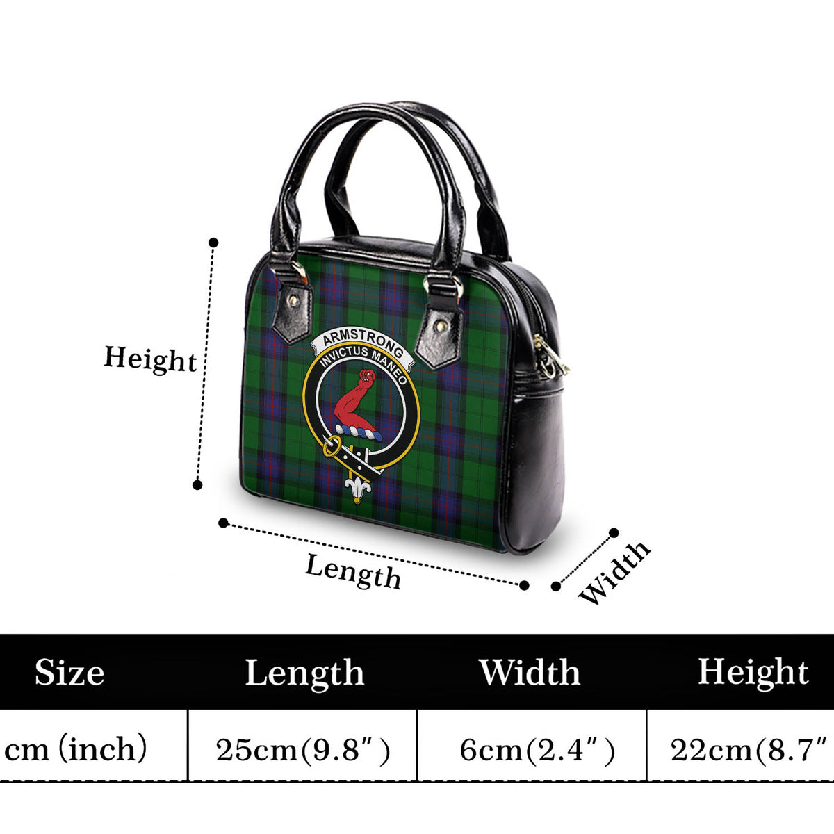 Armstrong Tartan Shoulder Handbags with Family Crest - Tartan Vibes Clothing