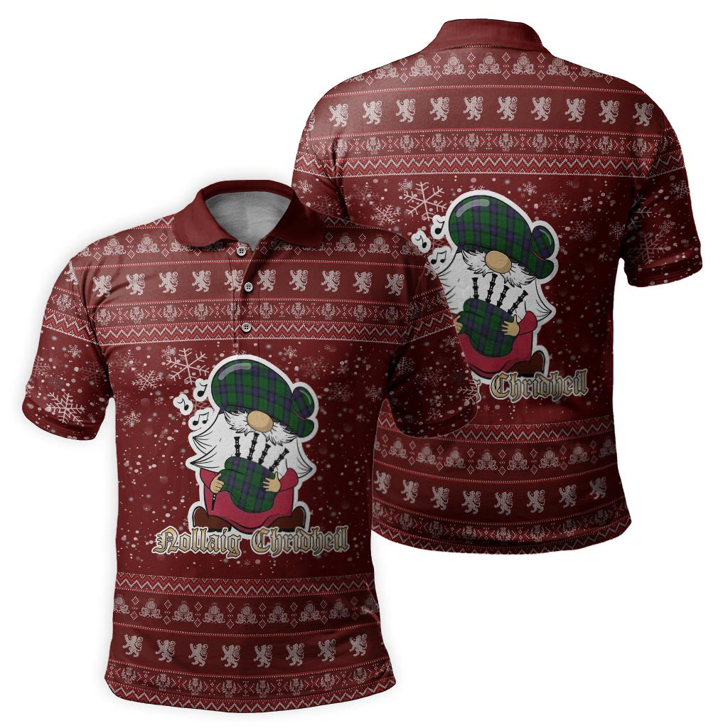 Armstrong Clan Christmas Family Polo Shirt with Funny Gnome Playing Bagpipes - Tartanvibesclothing