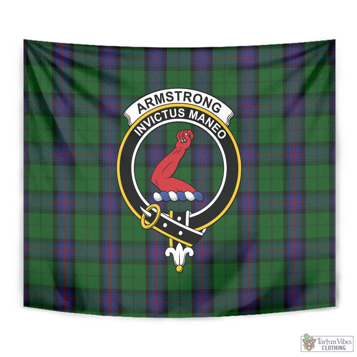 Tartan Vibes Clothing Armstrong Tartan Tapestry Wall Hanging and Home Decor for Room with Family Crest