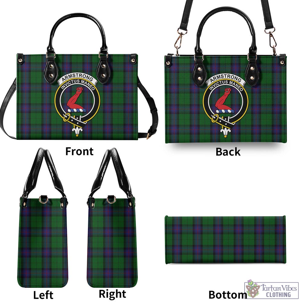 Tartan Vibes Clothing Armstrong Tartan Luxury Leather Handbags with Family Crest