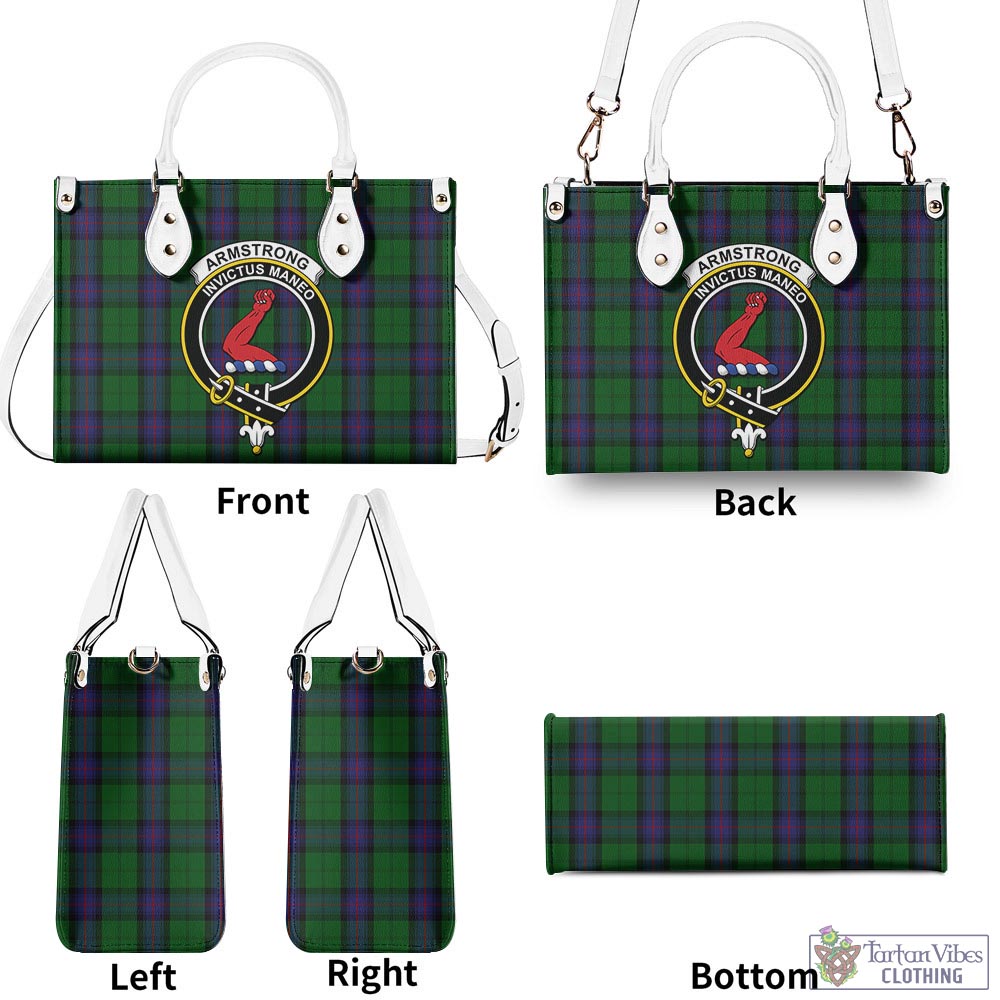 Tartan Vibes Clothing Armstrong Tartan Luxury Leather Handbags with Family Crest