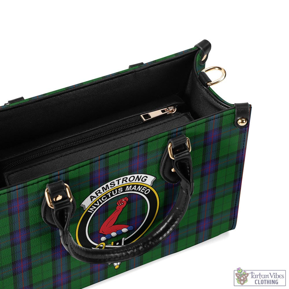 Tartan Vibes Clothing Armstrong Tartan Luxury Leather Handbags with Family Crest