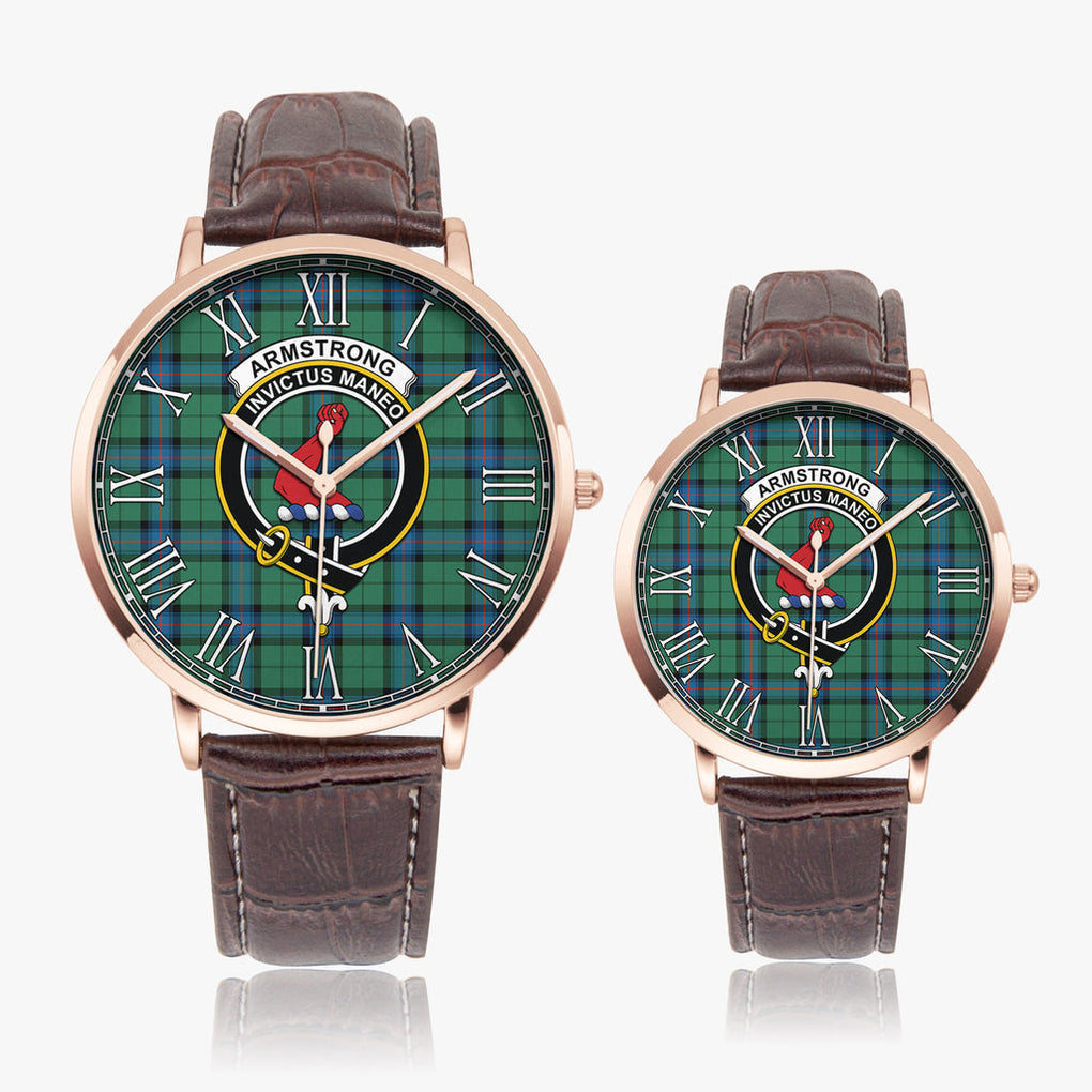 Armstrong Ancient Tartan Family Crest Leather Strap Quartz Watch - Tartanvibesclothing