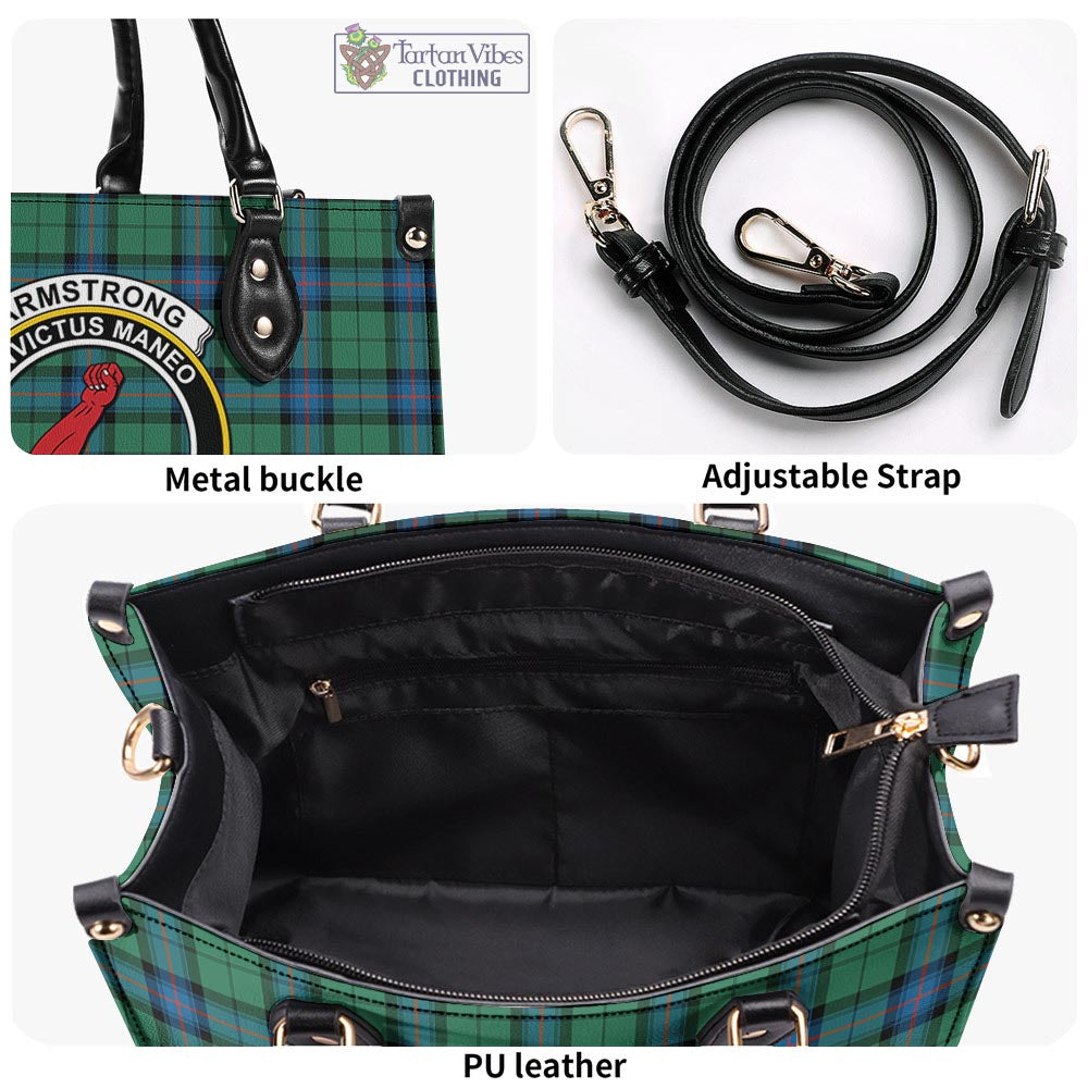 Tartan Vibes Clothing Armstrong Ancient Tartan Luxury Leather Handbags with Family Crest