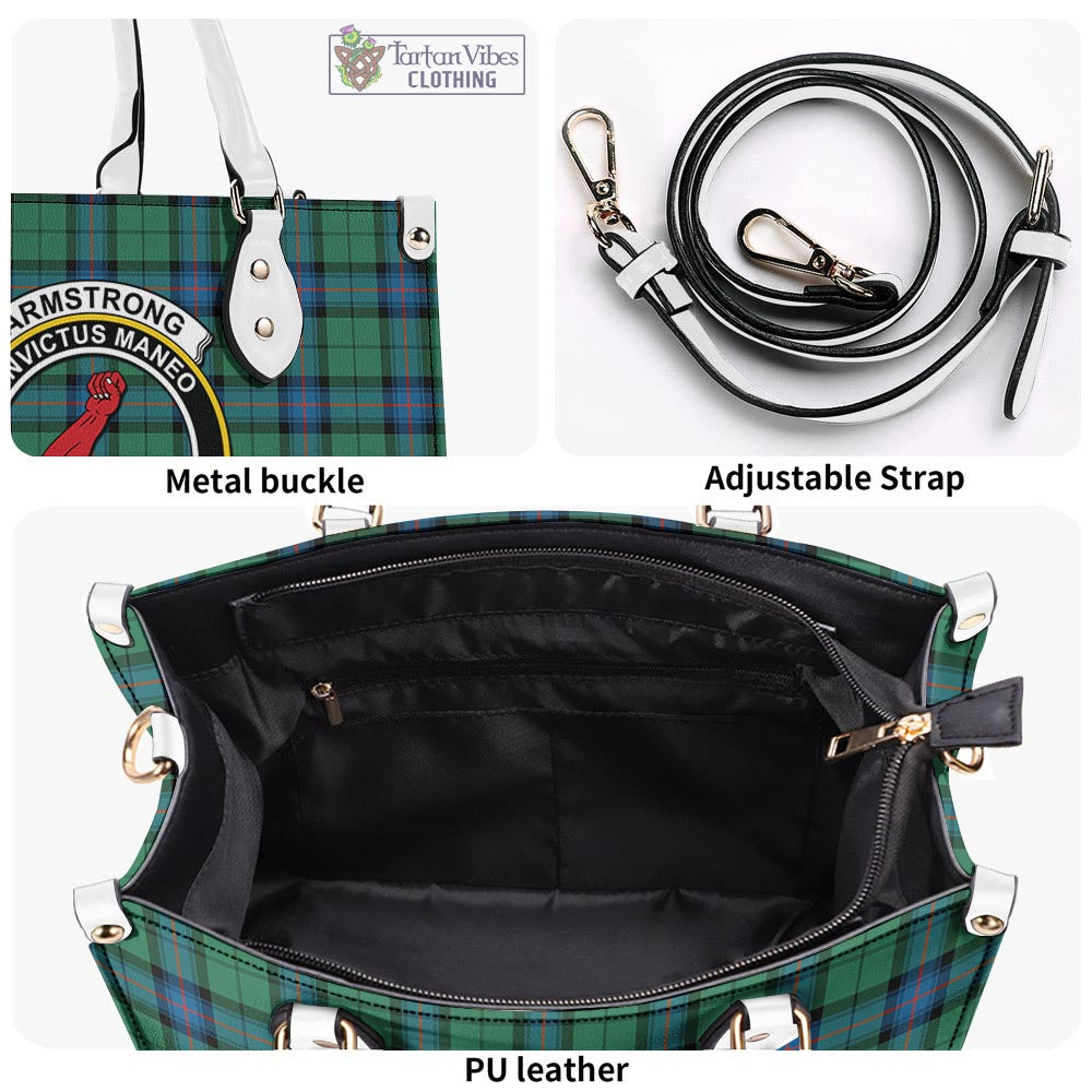 Tartan Vibes Clothing Armstrong Ancient Tartan Luxury Leather Handbags with Family Crest