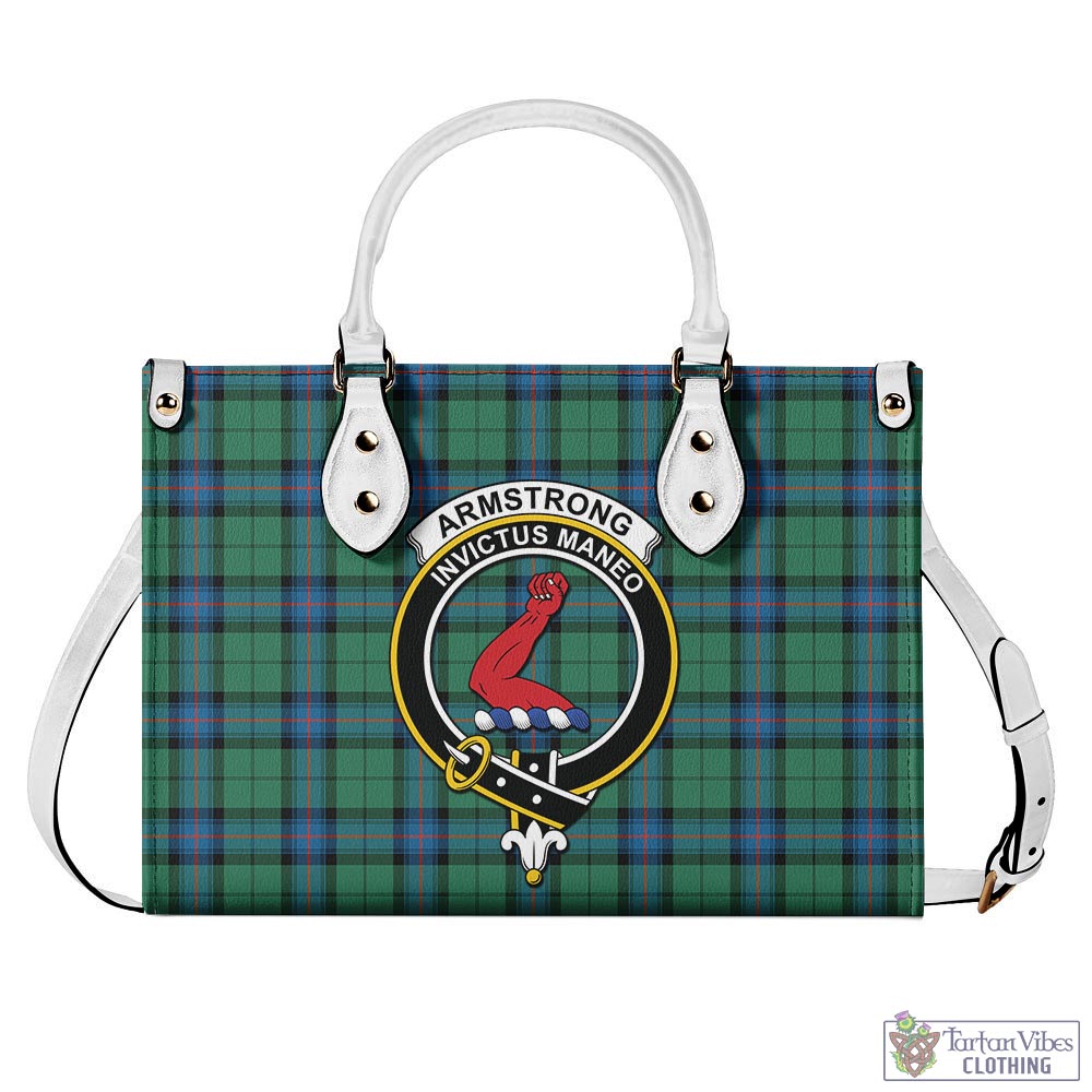 Tartan Vibes Clothing Armstrong Ancient Tartan Luxury Leather Handbags with Family Crest