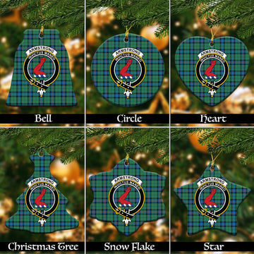 Armstrong Ancient Tartan Christmas Ceramic Ornaments with Family Crest