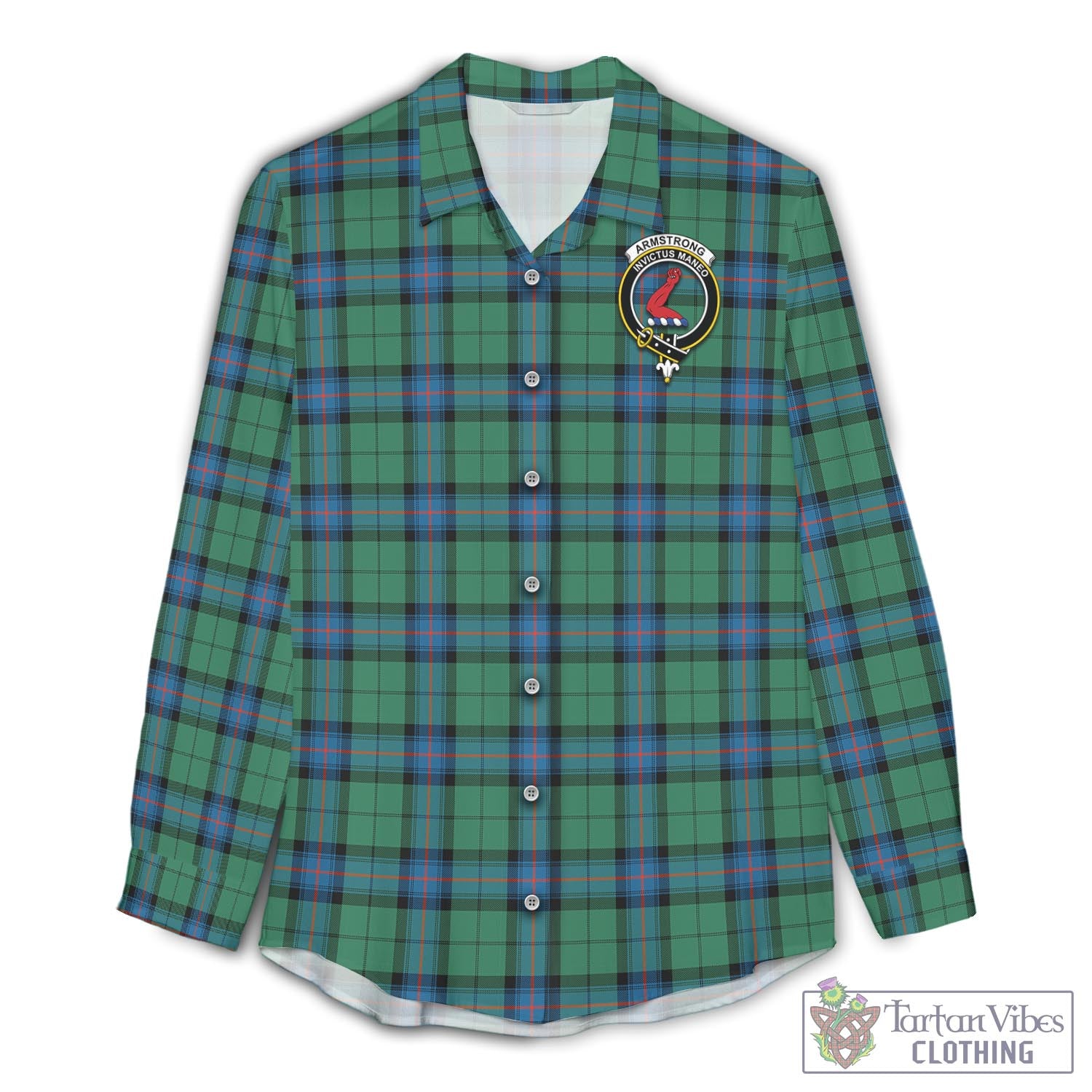 Tartan Vibes Clothing Armstrong Ancient Tartan Womens Casual Shirt with Family Crest