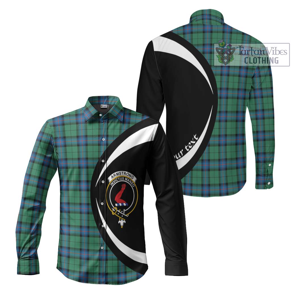 Armstrong Ancient Tartan Long Sleeve Button Up with Family Crest Circle Style Men's Shirt S - Tartan Vibes Clothing