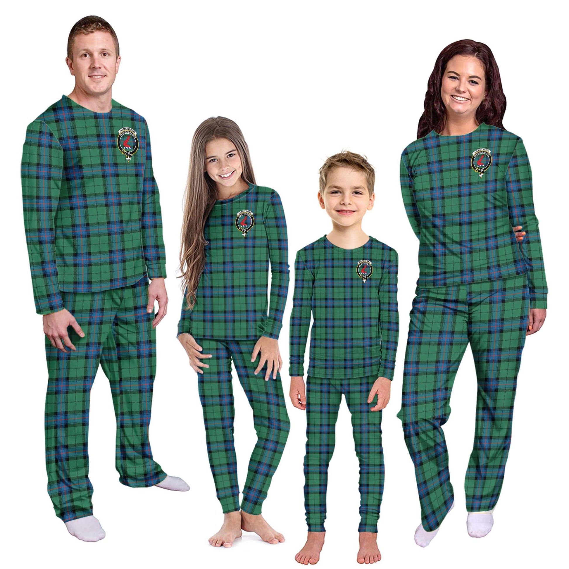 Armstrong Ancient Tartan Pajamas Family Set with Family Crest Kid - Tartan Vibes Clothing