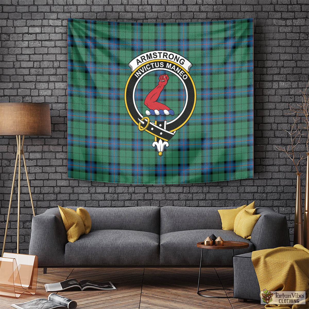 Tartan Vibes Clothing Armstrong Ancient Tartan Tapestry Wall Hanging and Home Decor for Room with Family Crest