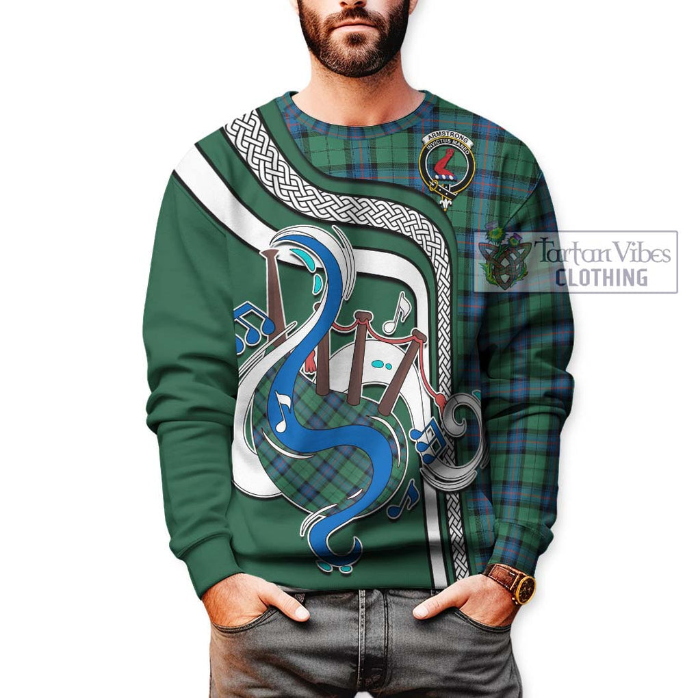 Armstrong Ancient Tartan Sweatshirt with Epic Bagpipe Style Unisex - Tartanvibesclothing Shop