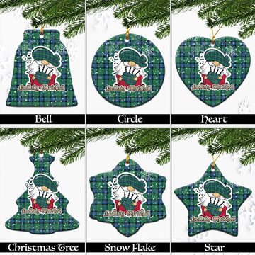 Armstrong Ancient Tartan Christmas Ceramic Ornaments with Scottish Gnome Playing Bagpipes