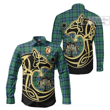 Armstrong Ancient Tartan Long Sleeve Button Shirt with Family Crest Celtic Wolf Style