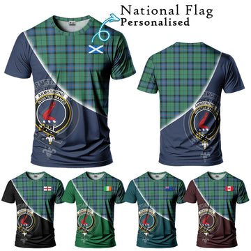 Armstrong Ancient Tartan T-Shirt with Personalised National Flag and Family Crest Half Style