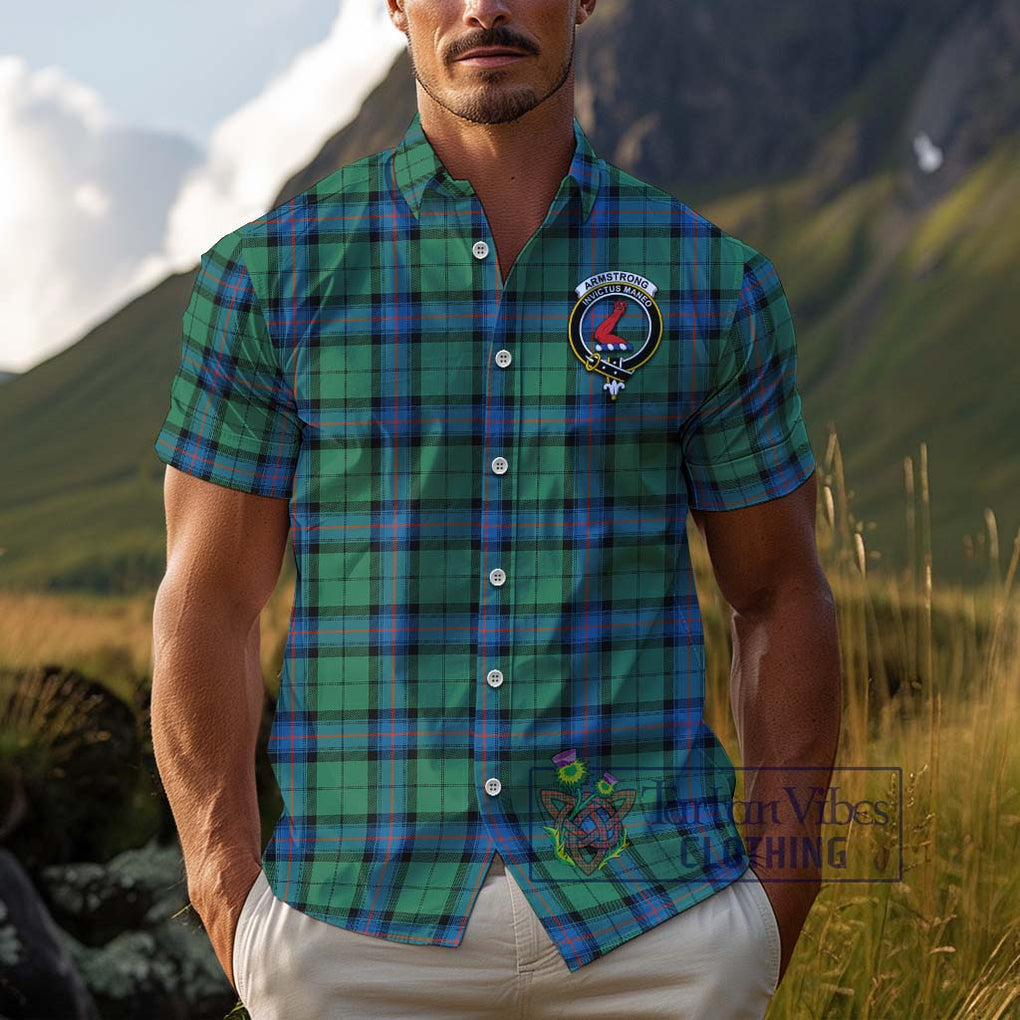 Armstrong Ancient Tartan Cotton Hawaiian Shirt with Family Crest Adult - Tartan Vibes Clothing