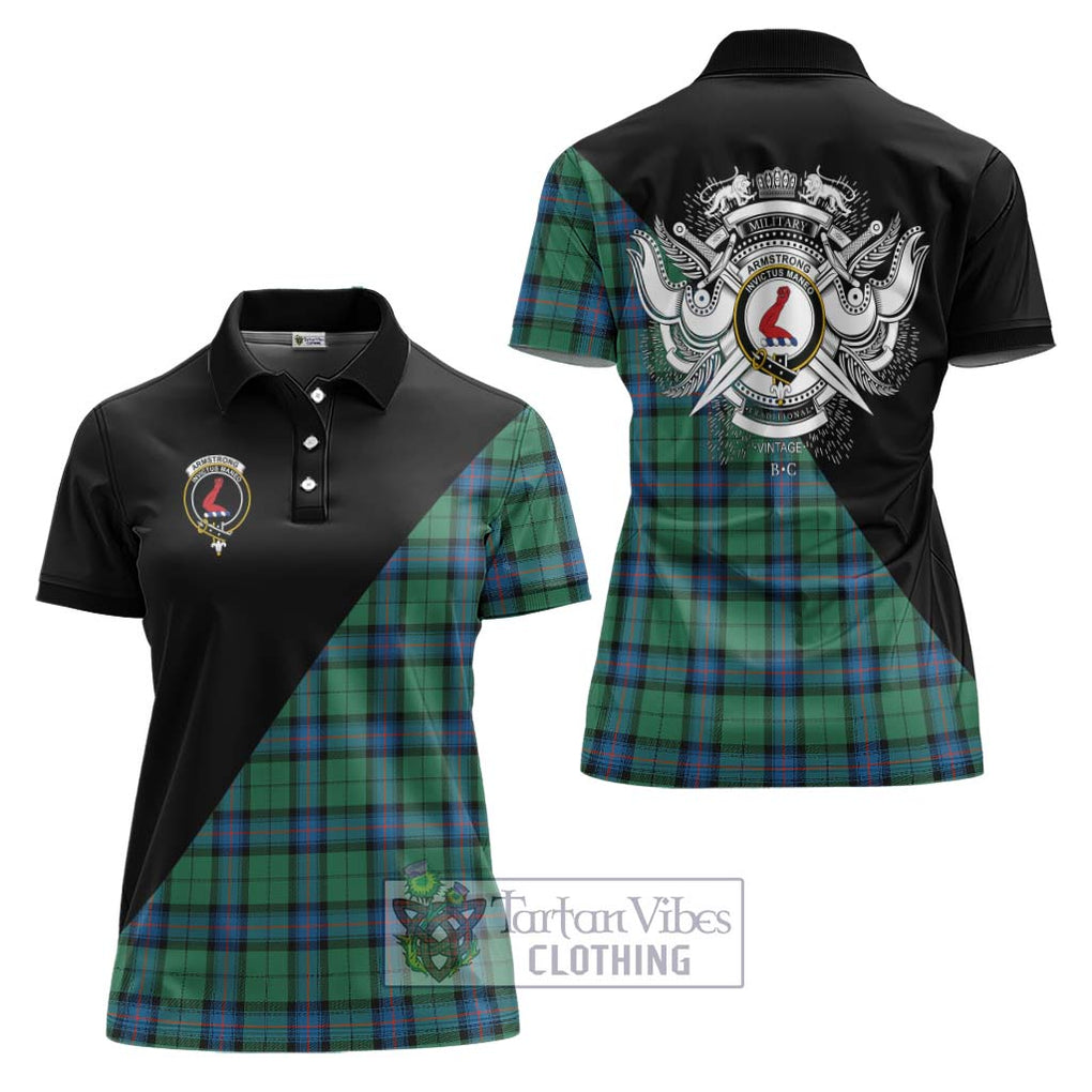 Armstrong Ancient Tartan Women's Polo Shirt with Family Crest and Military Logo Style Women - Tartanvibesclothing Shop