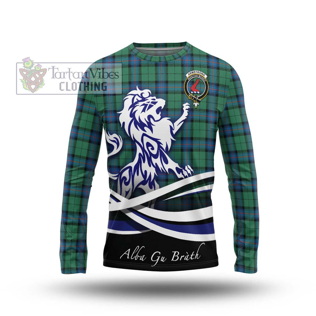 Armstrong Ancient Tartan Long Sleeve T-Shirt with Alba Gu Brath Regal Lion Emblem Unisex - Tartanvibesclothing Shop