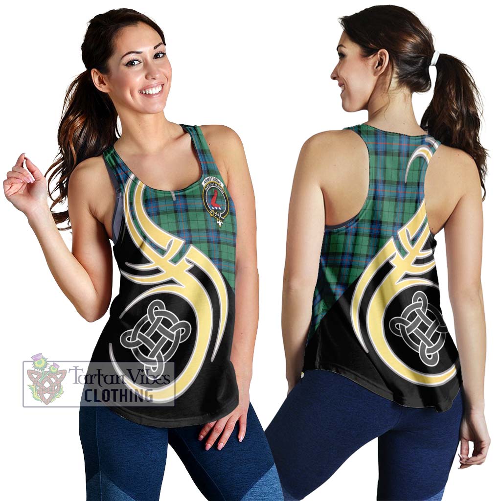 Armstrong Ancient Tartan Women's Racerback Tanks with Family Crest and Celtic Symbol Style 4XL - Tartan Vibes Clothing