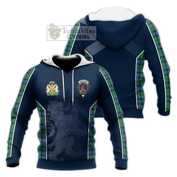 Armstrong Ancient Tartan Knitted Hoodie with Family Crest and Lion Rampant Vibes Sport Style