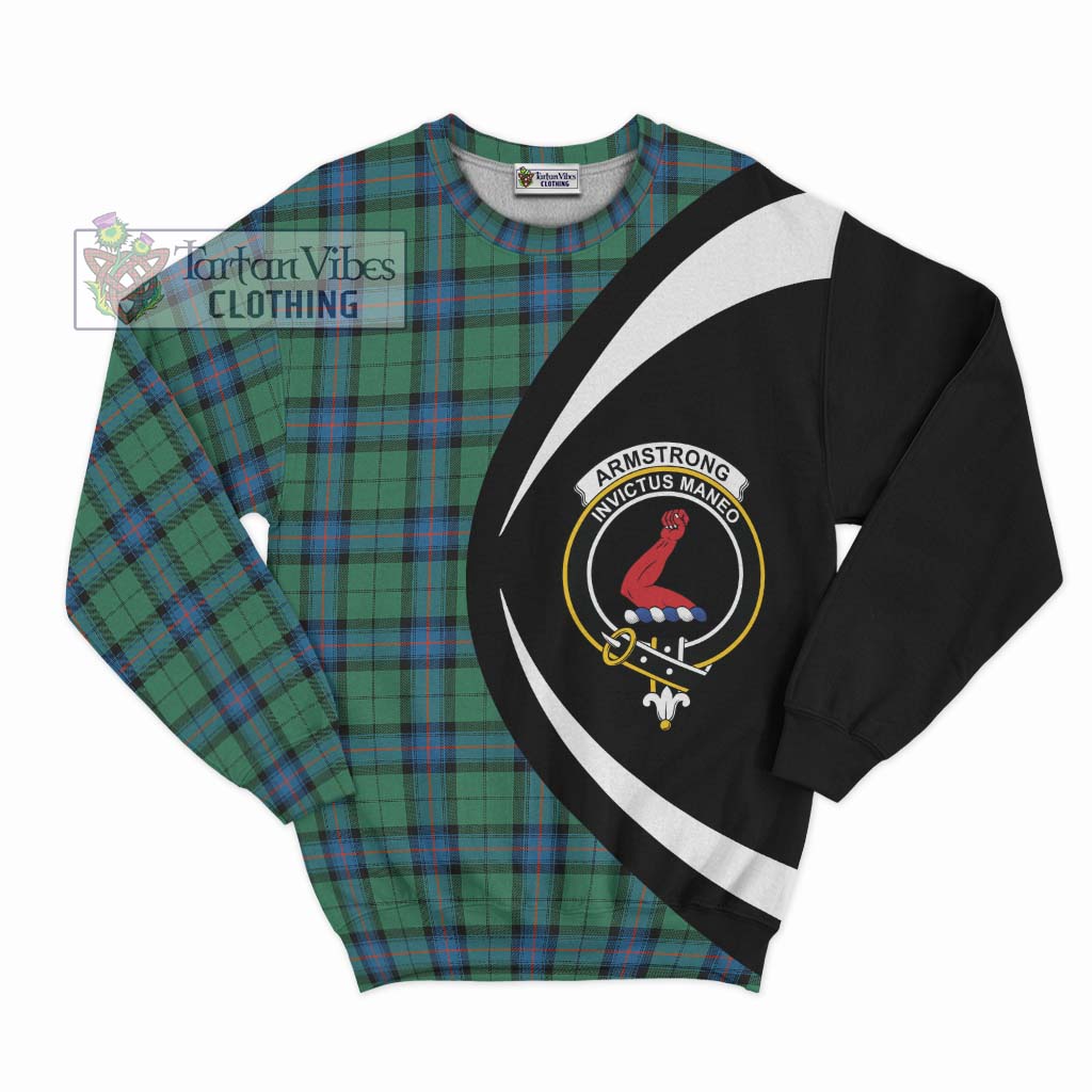 Armstrong Ancient Tartan Sweatshirt with Family Crest Circle Style Unisex - Tartan Vibes Clothing