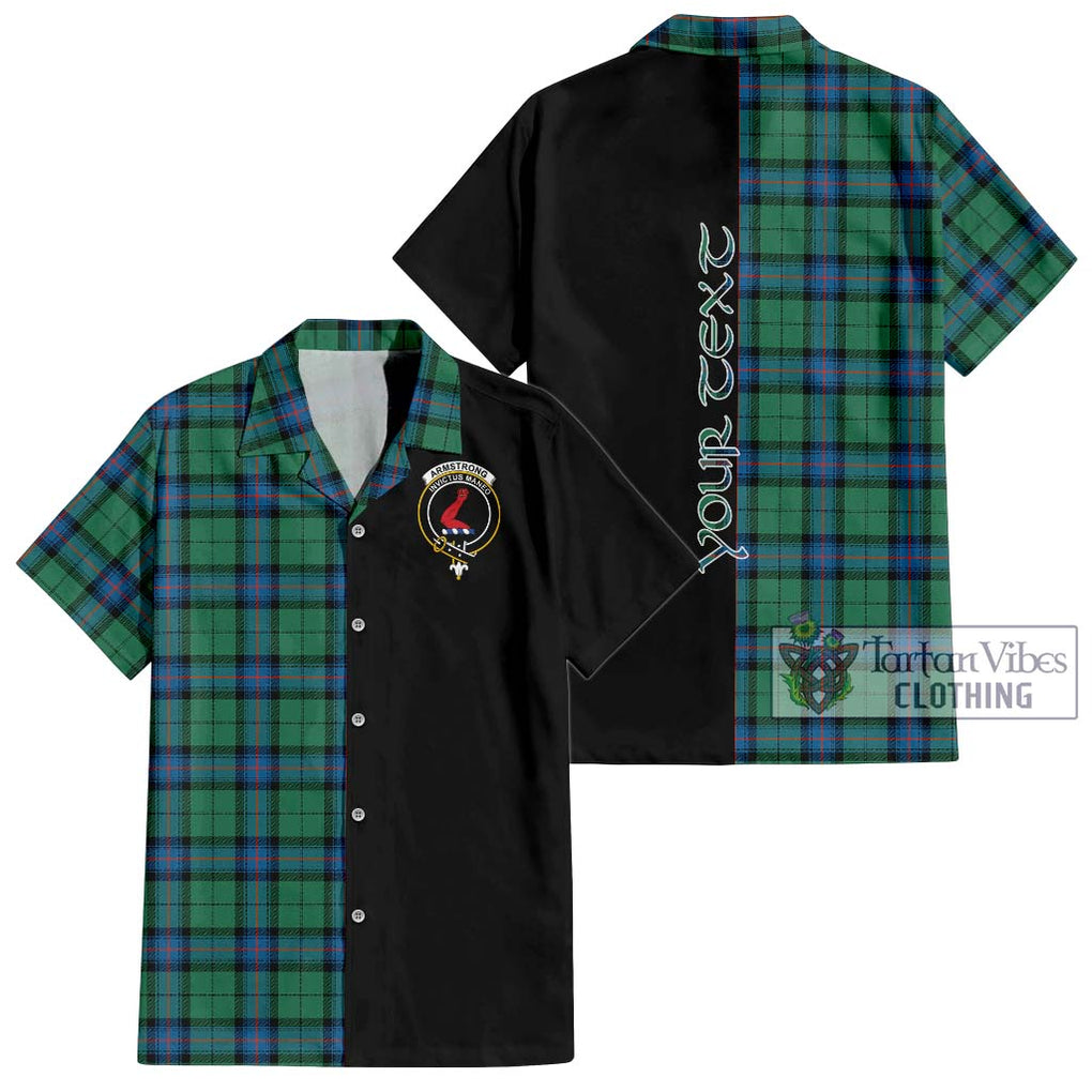 Armstrong Ancient Tartan Short Sleeve Button Shirt with Family Crest and Half Of Me Style Kid - Tartanvibesclothing Shop