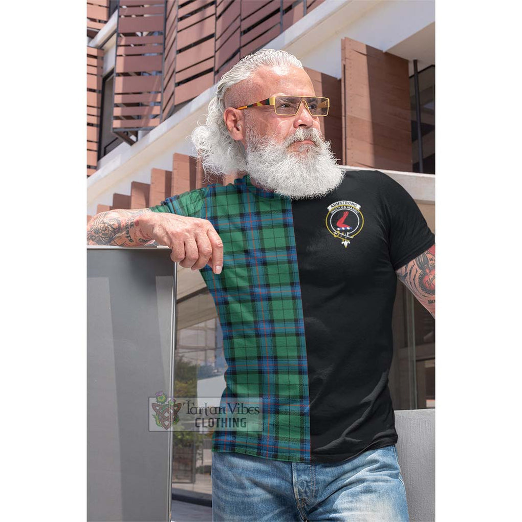 Tartan Vibes Clothing Armstrong Ancient Tartan Cotton T-shirt with Family Crest and Half Of Me Style