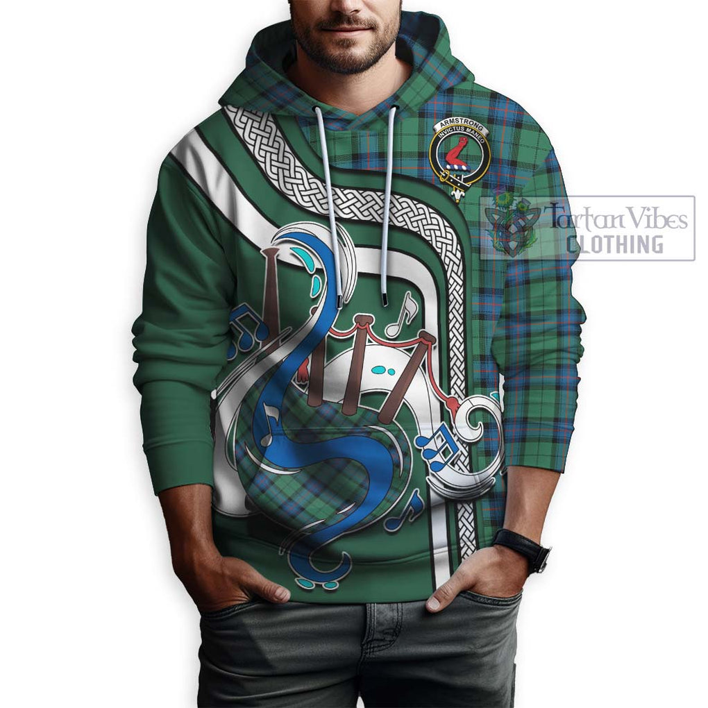 Armstrong Ancient Tartan Hoodie with Epic Bagpipe Style Zip Hoodie - Tartanvibesclothing Shop