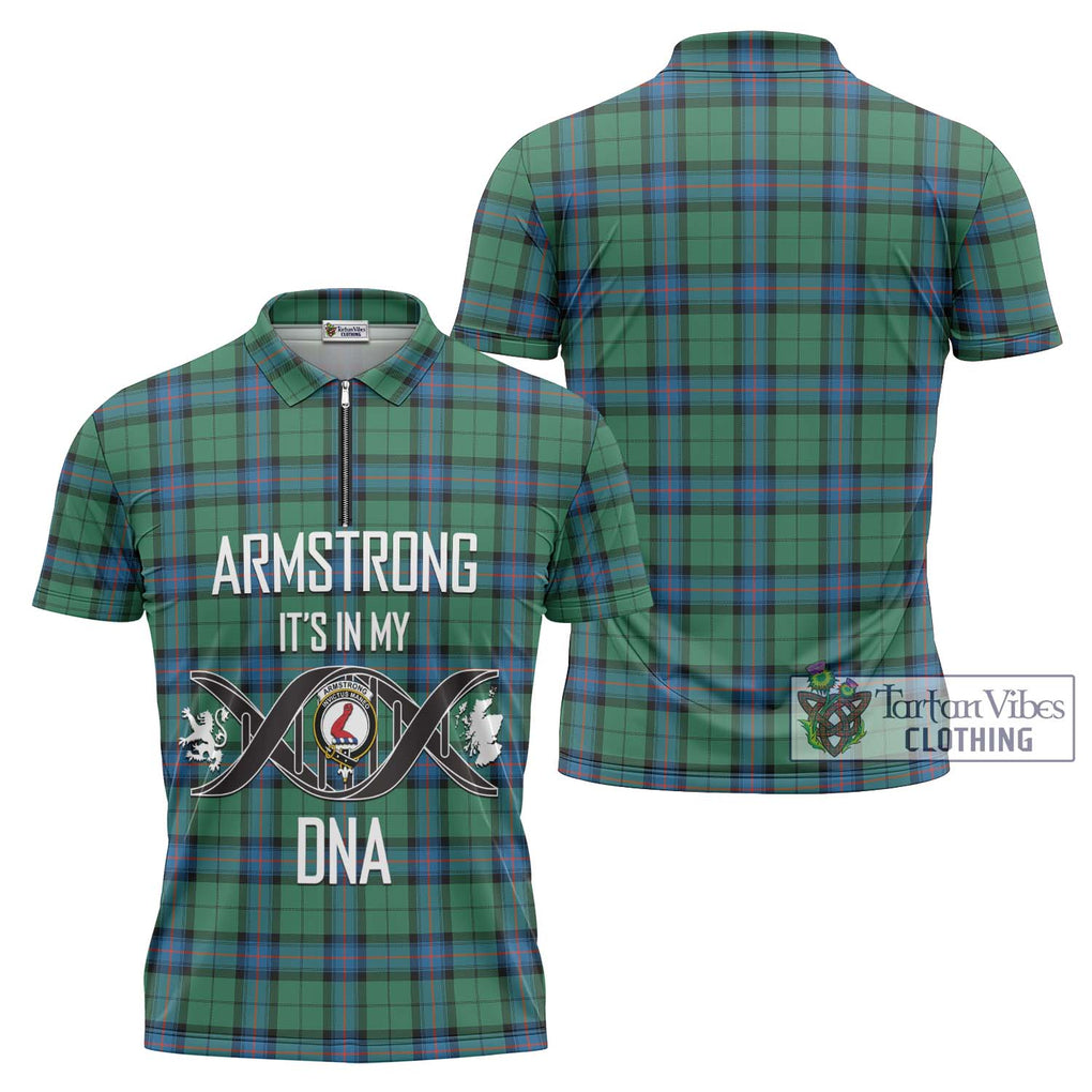 Armstrong Ancient Tartan Zipper Polo Shirt with Family Crest DNA In Me Style Unisex - Tartanvibesclothing Shop