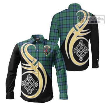 Armstrong Ancient Tartan Long Sleeve Button Shirt with Family Crest and Celtic Symbol Style