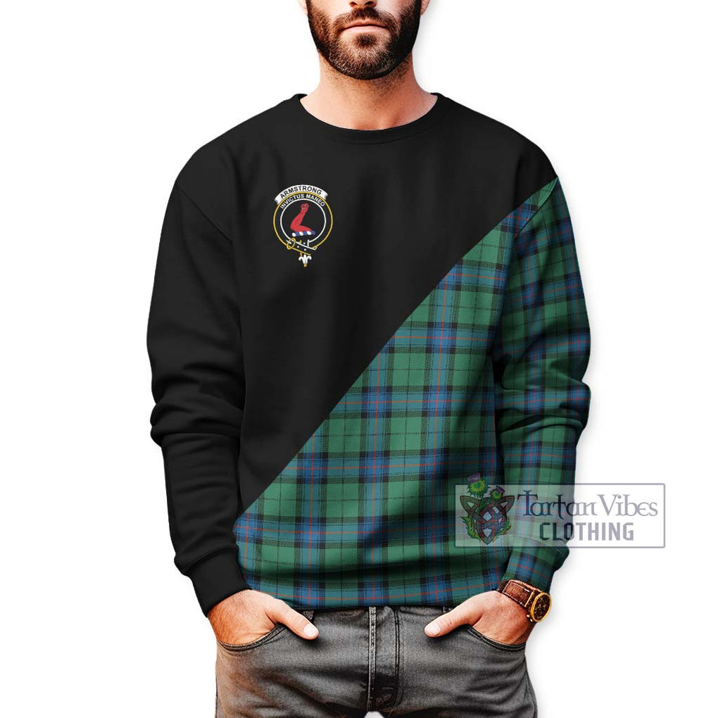 Armstrong Ancient Tartan Sweatshirt with Family Crest and Military Logo Style Unisex - Tartanvibesclothing Shop