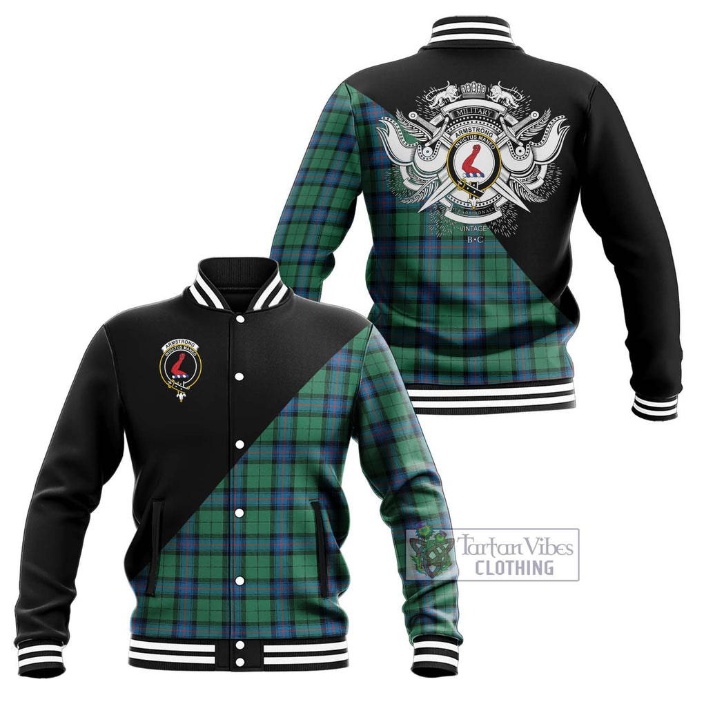 Armstrong Ancient Tartan Baseball Jacket with Family Crest and Military Logo Style Unisex - Tartanvibesclothing Shop