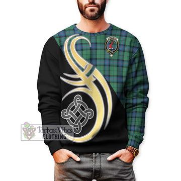 Armstrong Ancient Tartan Sweatshirt with Family Crest and Celtic Symbol Style