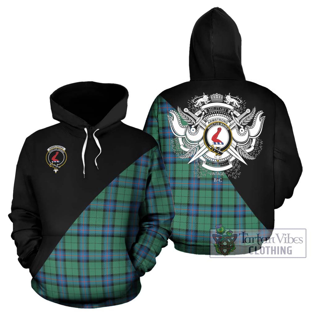 Armstrong Ancient Tartan Hoodie with Family Crest and Military Logo Style Zip Hoodie - Tartanvibesclothing Shop