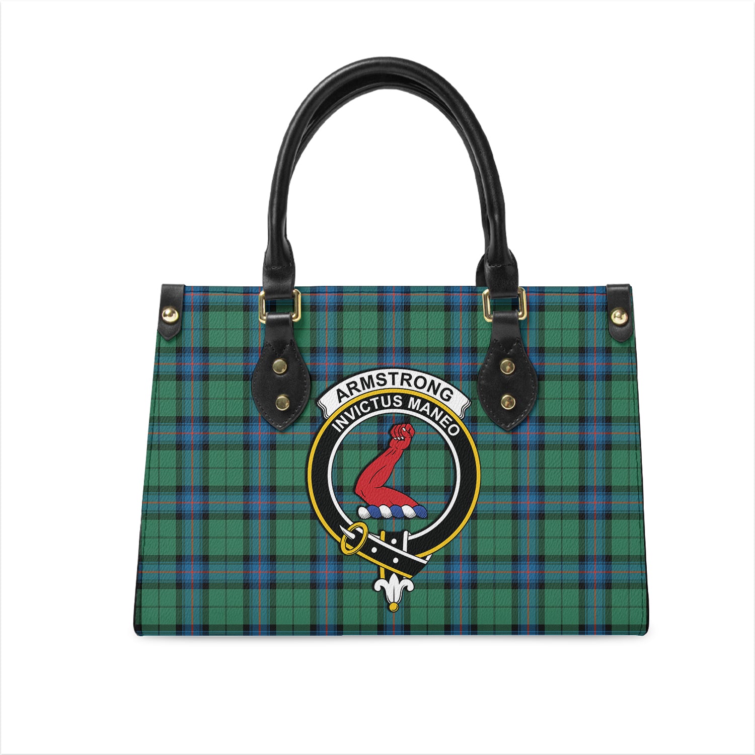 Armstrong Ancient Tartan Leather Bag with Family Crest One Size 29*11*20 cm - Tartanvibesclothing