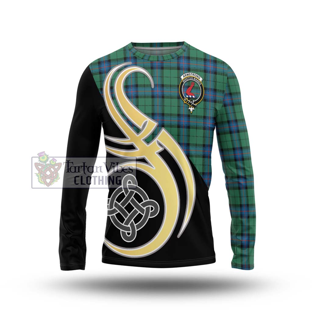 Armstrong Ancient Tartan Long Sleeve T-Shirt with Family Crest and Celtic Symbol Style Unisex - Tartan Vibes Clothing