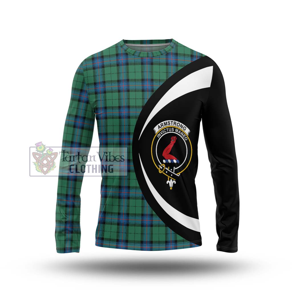 Armstrong Ancient Tartan Long Sleeve T-Shirt with Family Crest Circle Style Unisex - Tartan Vibes Clothing