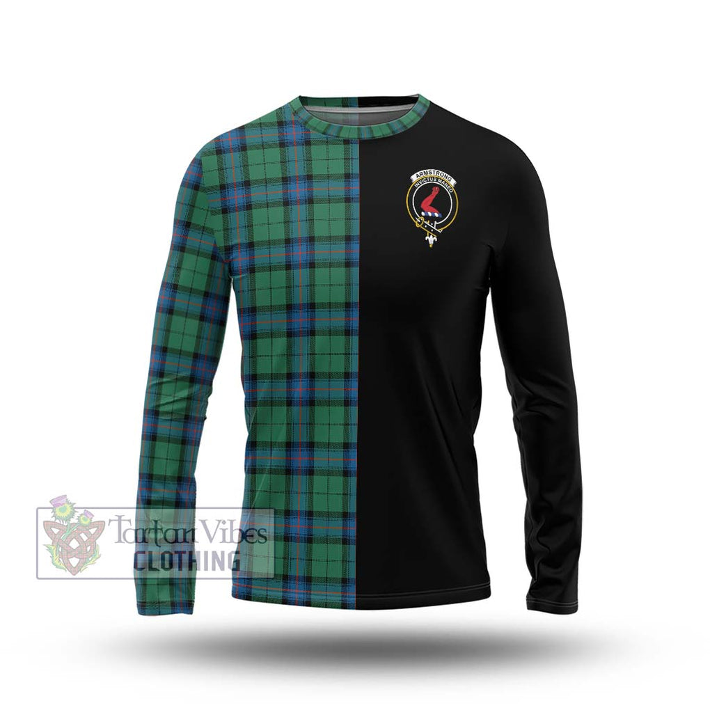 Armstrong Ancient Tartan Long Sleeve T-Shirt with Family Crest and Half Of Me Style Unisex - Tartanvibesclothing Shop