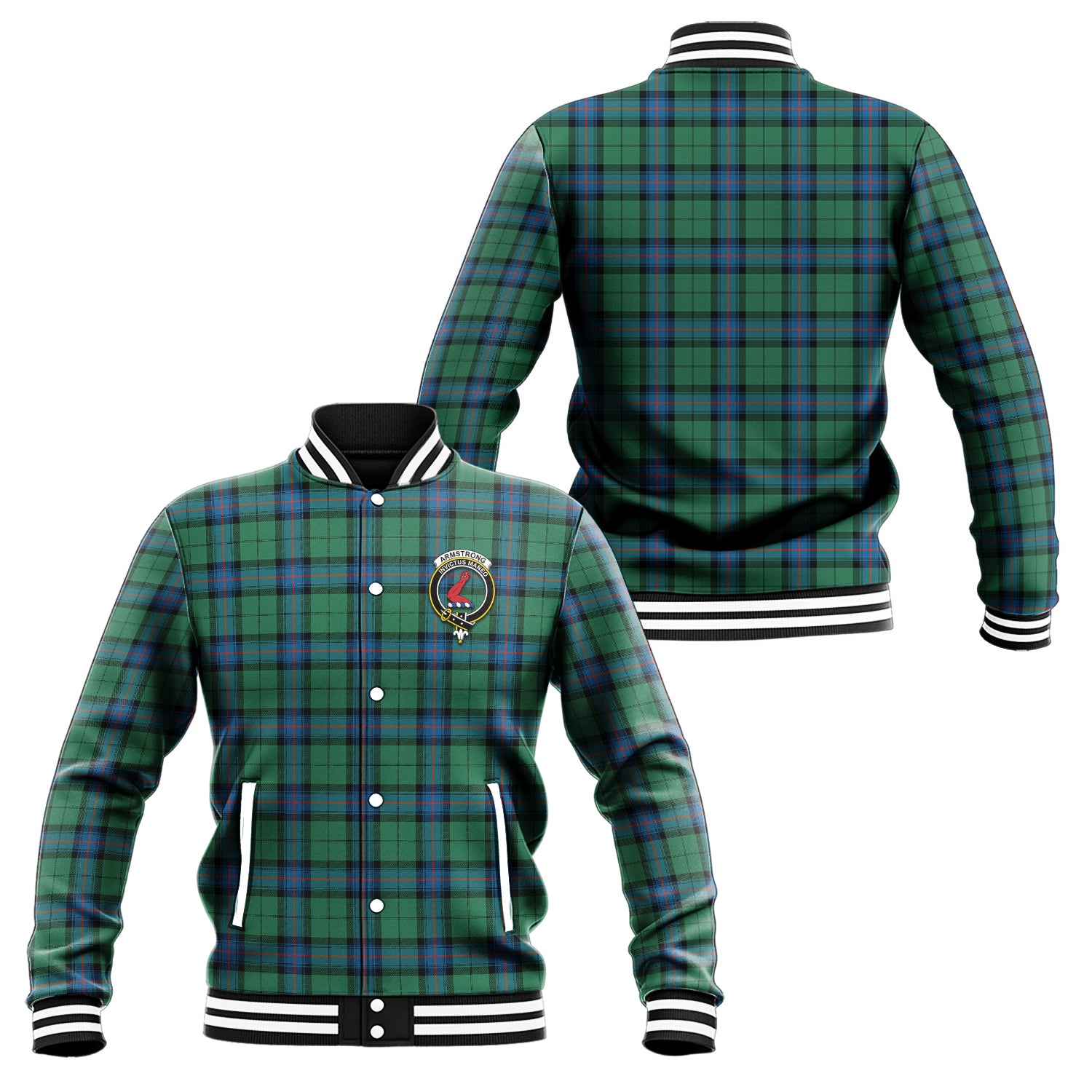 Armstrong Ancient Tartan Baseball Jacket with Family Crest Unisex - Tartan Vibes Clothing