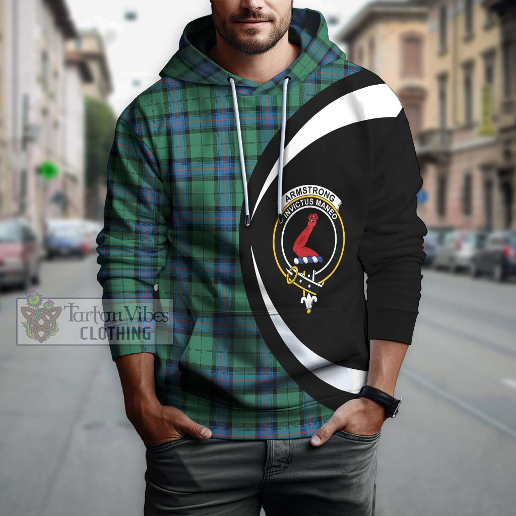 Tartan Vibes Clothing Armstrong Ancient Tartan Hoodie with Family Crest Circle Style